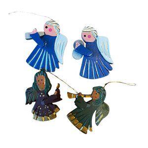 Vintage Wooden Angel Ornaments